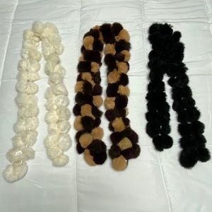 3 Genuine Rabbit Fur Scarves Bundle